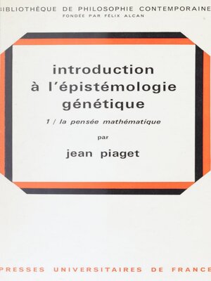 cover image of Introduction à l'épistémologie génétique (1)